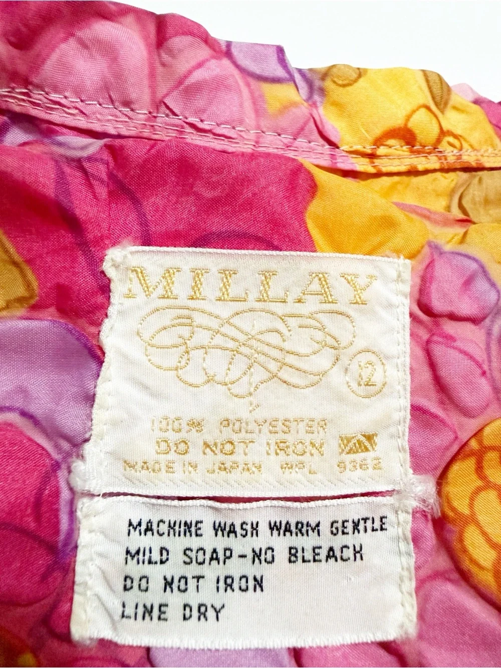 Vintage 60s Millay Floral Retro Mod Robe Housecoat Pink Size S